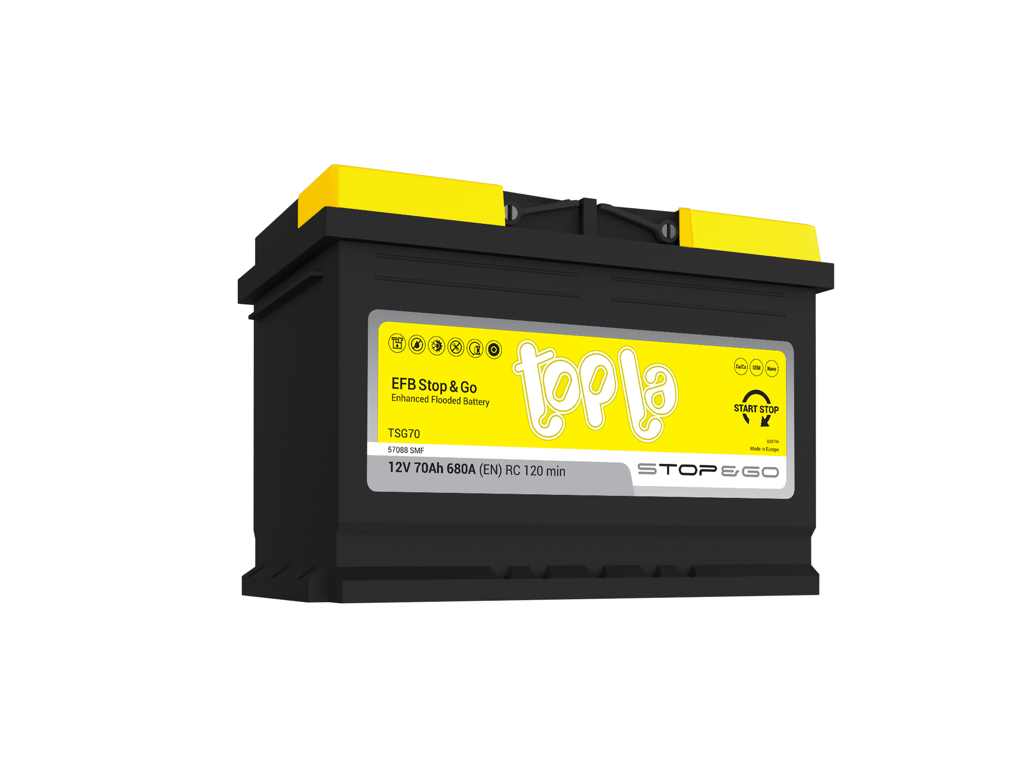 Batería efb o gel 70Ah Start Stop 680A (EN) 12v